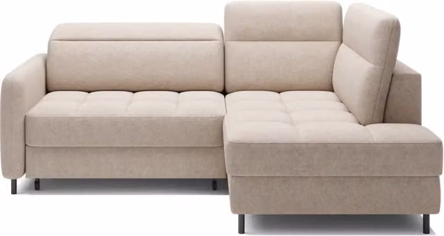 Divano angolare destro convertibile BARNEA MEUBLORAMA beige con contenitore e funzione letto, L/P/H: 208 x 100 x 114 cm