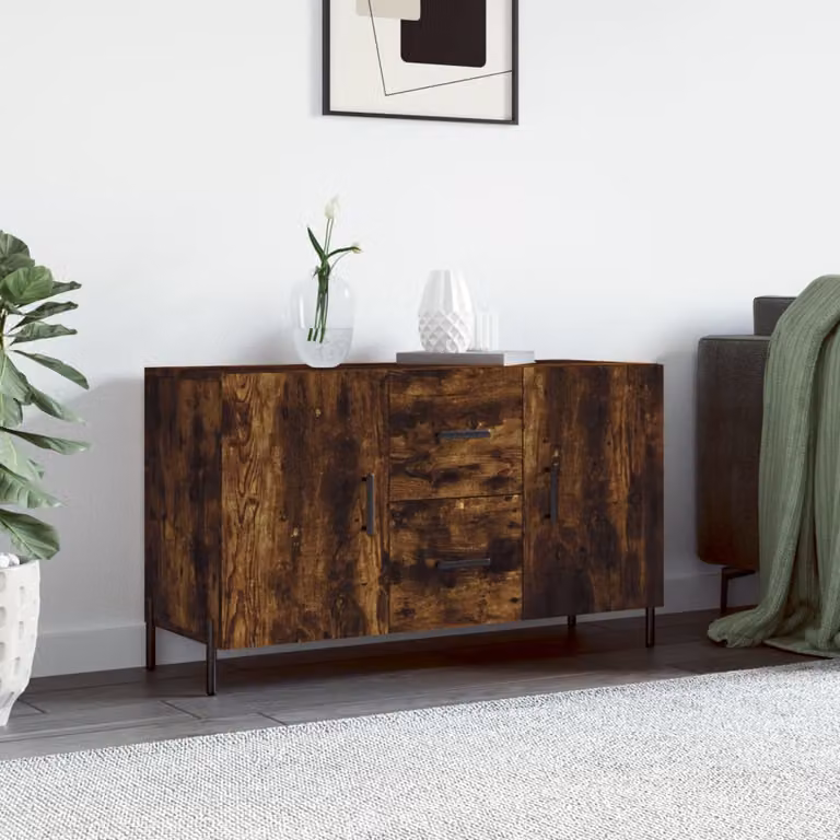 Credenza moderna vidaXL in legno multistrato color rovere fumo, L 100 x P 36 x H 60 cm