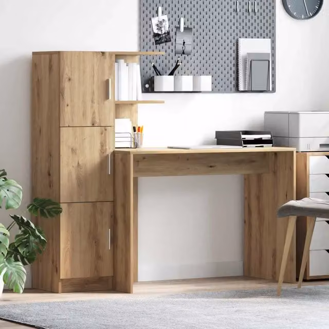 Scrivania moderna in rovere color marrone vidaXL L: 133,5 cm, P: 50 cm, H: 124 cm