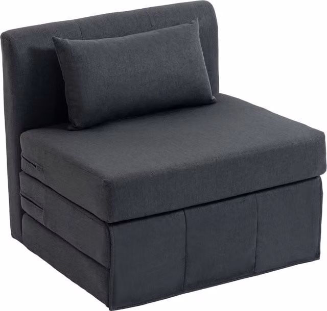 Poltrona letto pieghevole 2 in 1 HOMCOM in tessuto effetto lino, Grigio scuro