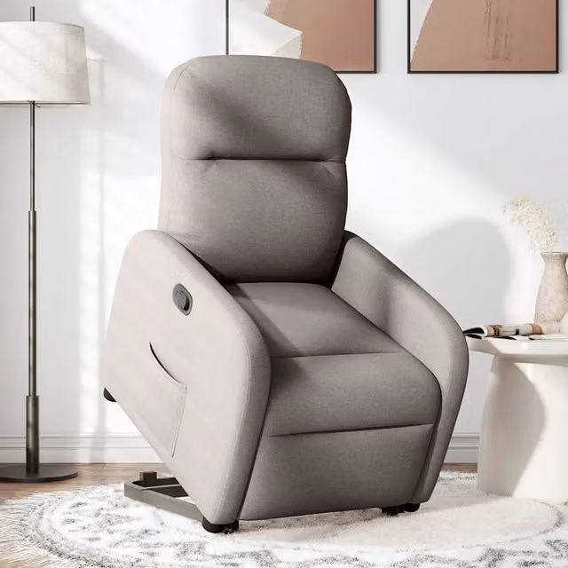 Poltrona Alzapersona Reclinabile vidaXL con Assistenza Elettrica in Tessuto Beige e Grigio per Senior