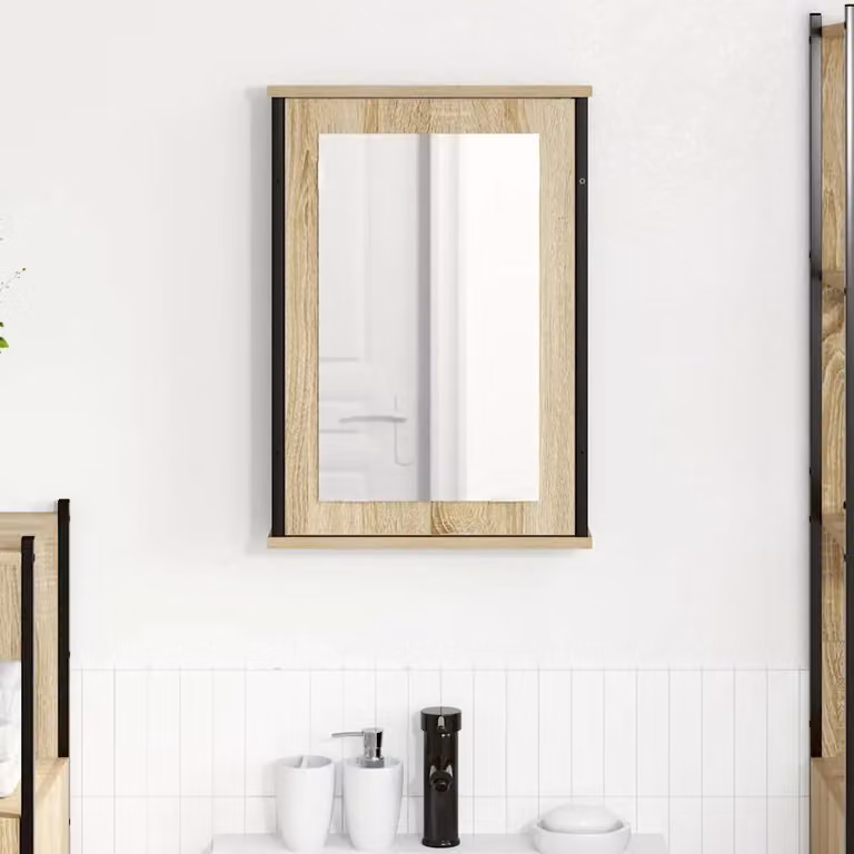 Mobiletto per specchio vidaXL moderno in legno marrone, L: 42 cm, P: 12 cm, H: 60 cm