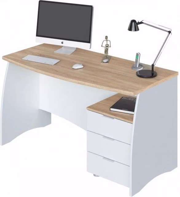Scrivania da ufficio o camera con cassettiera IPERBRIKO bianca L: 136 cm, P: 67 cm, H: 74 cm
