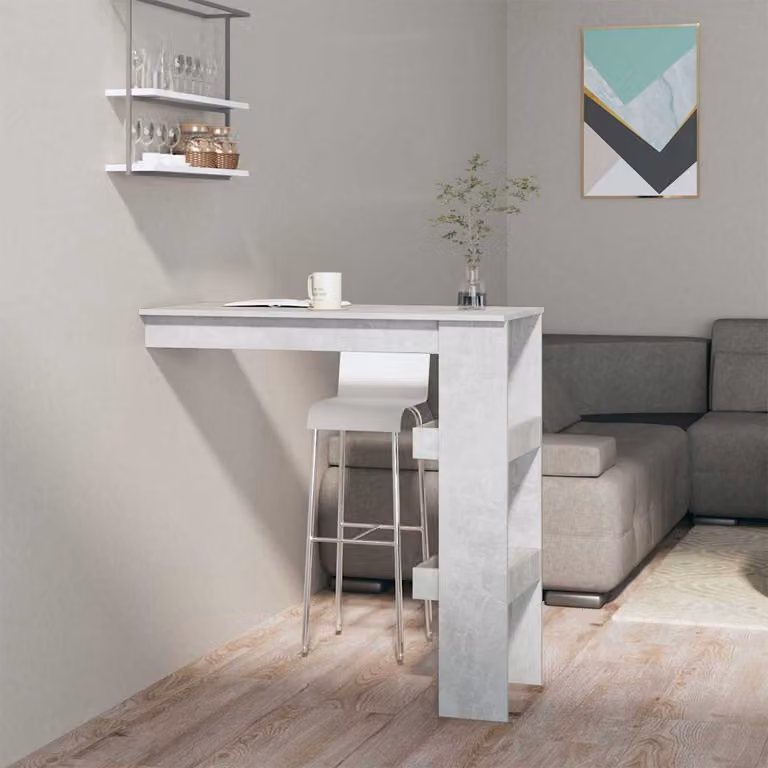 Bancone da muro vidaXL in legno composito grigio cemento L: 102 cm, P: 45 cm, H: 103,5 cm