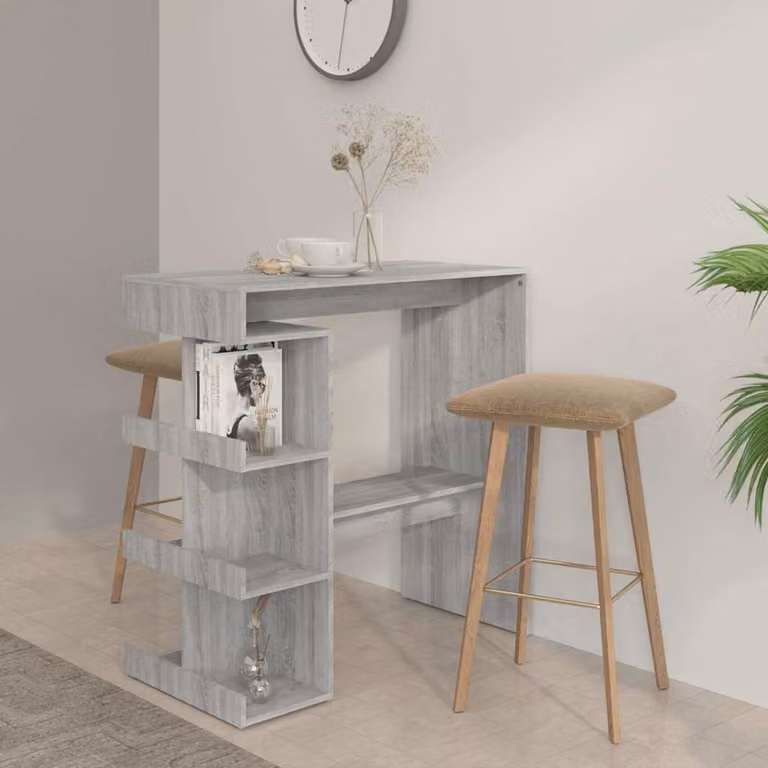 vidaXL Tavolo Bar Moderno con Ripiano Grigio Sonoma L/P/H: 100 x 50 x 101,5 cm