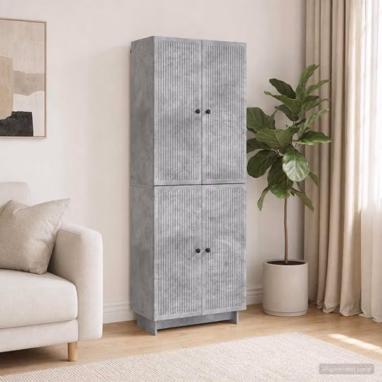 Set di armadi moderni vidaXL in MDF Grigio, composto da pensile e colonna, L/P/H: 90 x 34,5 x 66 cm