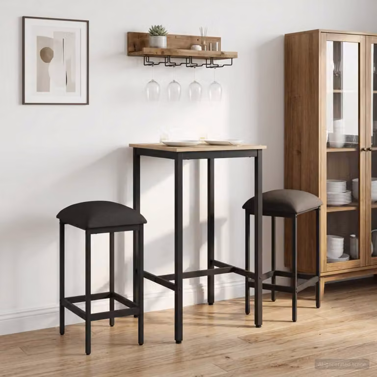 Set di 2 sgabelli da bar moderni vidaXL in tessuto grigio con struttura in metallo L: 40 cm, P: 32 cm, H: 64 cm