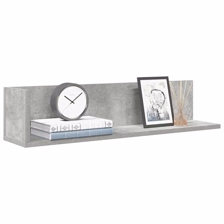 Set di 2 mensole da muro vidaXL in MDF color grigio cemento, L 75 cm x P 16,5 cm x H 16,5 cm