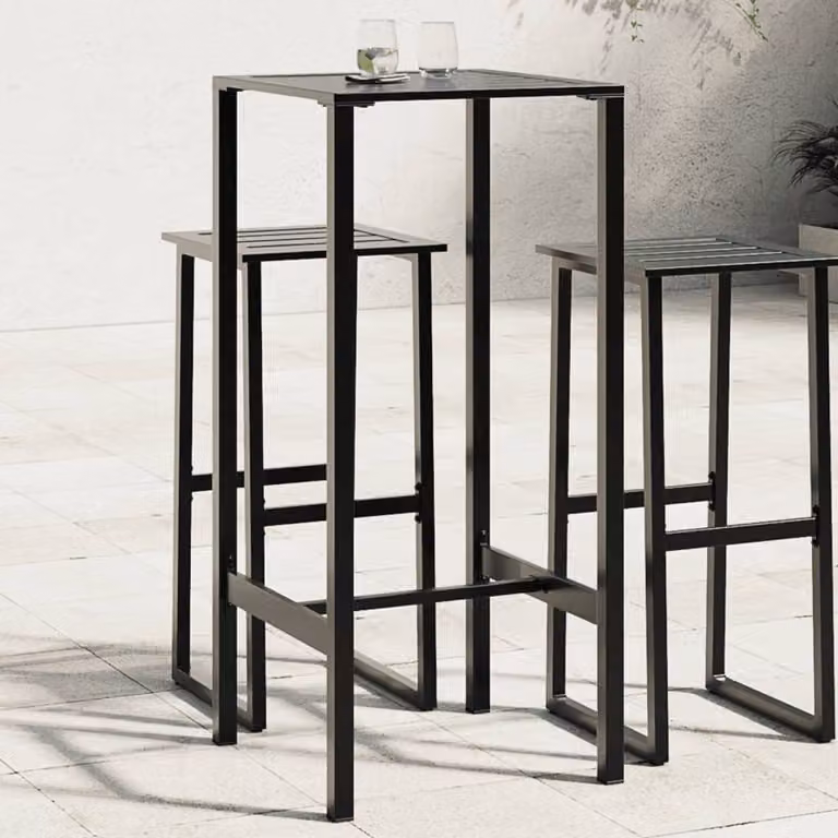vidaXL Tavolo da Bar Moderno Nero in Acciaio Verniciato a Polvere L/P/H: 50 x 50 x 110 cm