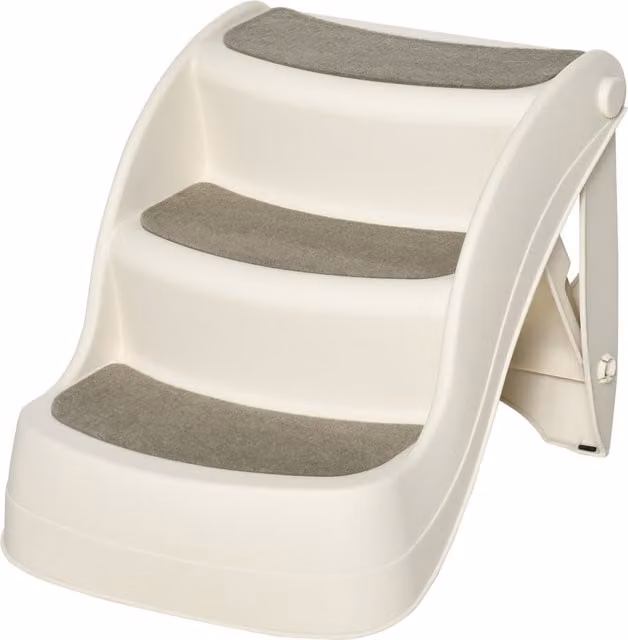 Scaletta pieghevole per cani e gatti Aosom con 3 gradini antiscivolo in plastica, Beige, L 49 x P 38 x H 38 cm