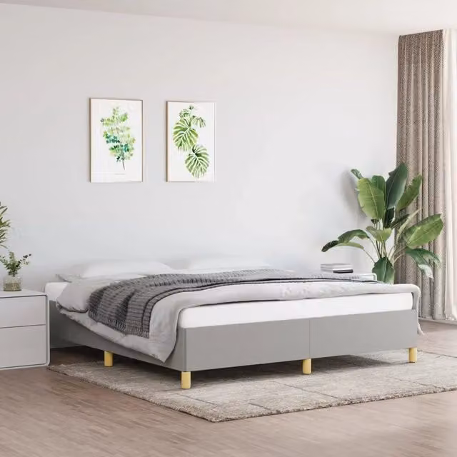Struttura Letto a Rete a Molle Giroletto Design In Grigio con Listelli in Legno L/P/H: 180 x 200 cm