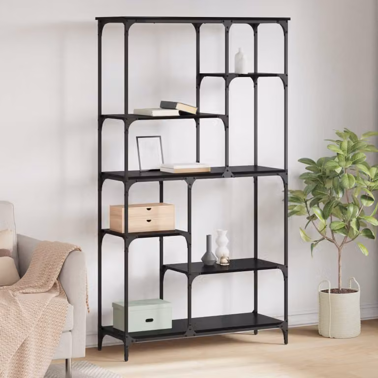 Libreria moderna vidaXL a 5 livelli in legno ingegnerizzato e metallo, L: 99 cm, P: 35,5 cm, H: 176 cm