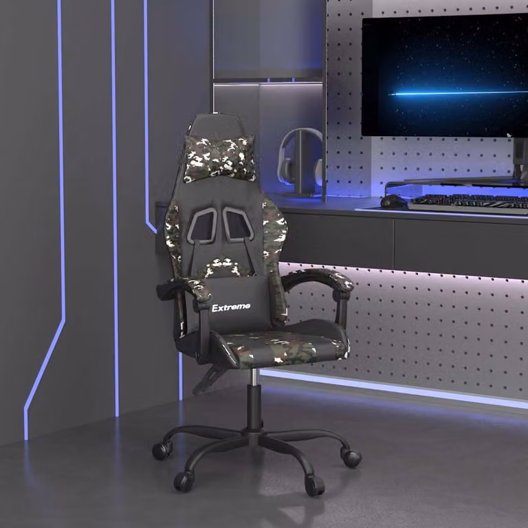 Sedia da Gaming Girevole vidaXL in Similpelle Multicolore con Poggiatesta e Braccioli