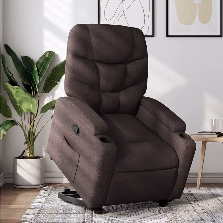 vidaXL Poltrona Alzapersona Reclinabile Marrone con Assistenza Sollevamento Elettrica in Tessuto