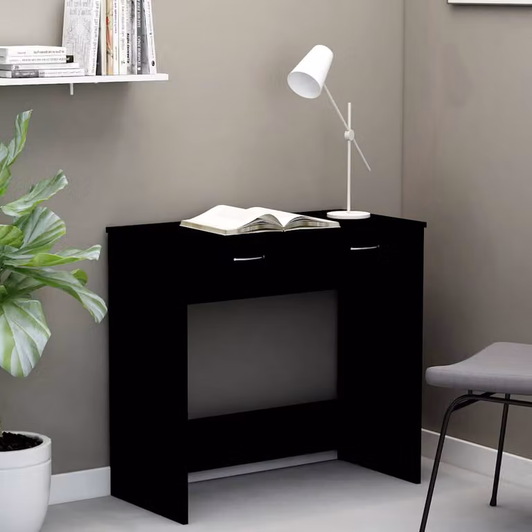 Scrivania moderna vidaXL nera con cassettiera in legno e MDF, L 80 cm x P 40 cm x H 75 cm