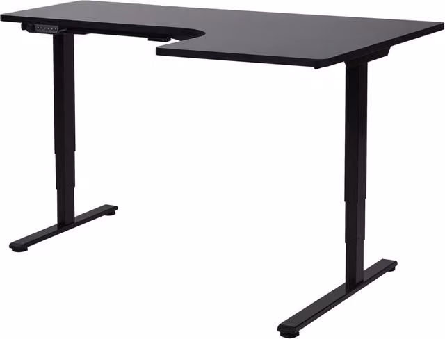 Scrivania elettrica ad angolo BELIANI moderna con piano nero opaco L/P: 160 x 59 cm