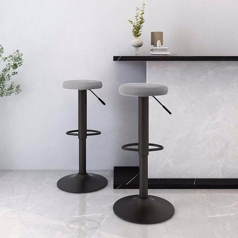 Set di 2 sgabelli da bar vidaXL in velluto grigio chiaro con base girevole a 360 gradi