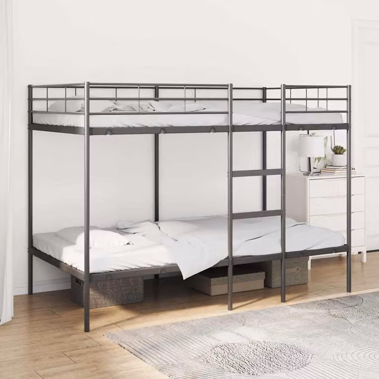 Letto a castello vidaXL in metallo nero per adulti L/P/H: 200 x 100 x 150 cm