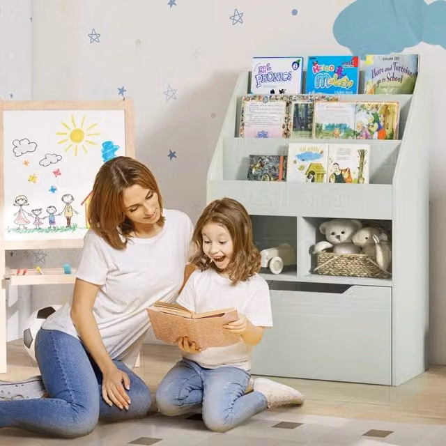 Libreria per bambini REDOM verde in MDF con cassetto L: 60 cm, P: 29,9 cm, H: 90 cm