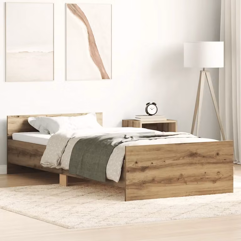 vidaXL Giroletto in legno di pino con doghe fisse, colore marrone, L/P/H: 200 x 90 x 93 cm