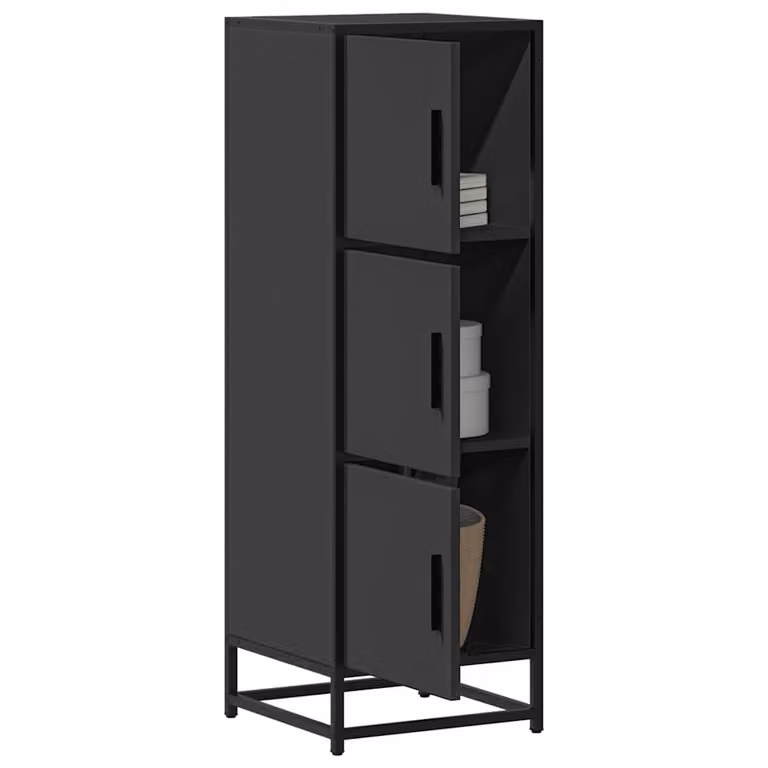 Credenza moderna da parete vidaXL in metallo e legno nero L/P/H: 35,5 x 35,0 x 106,5 cm
