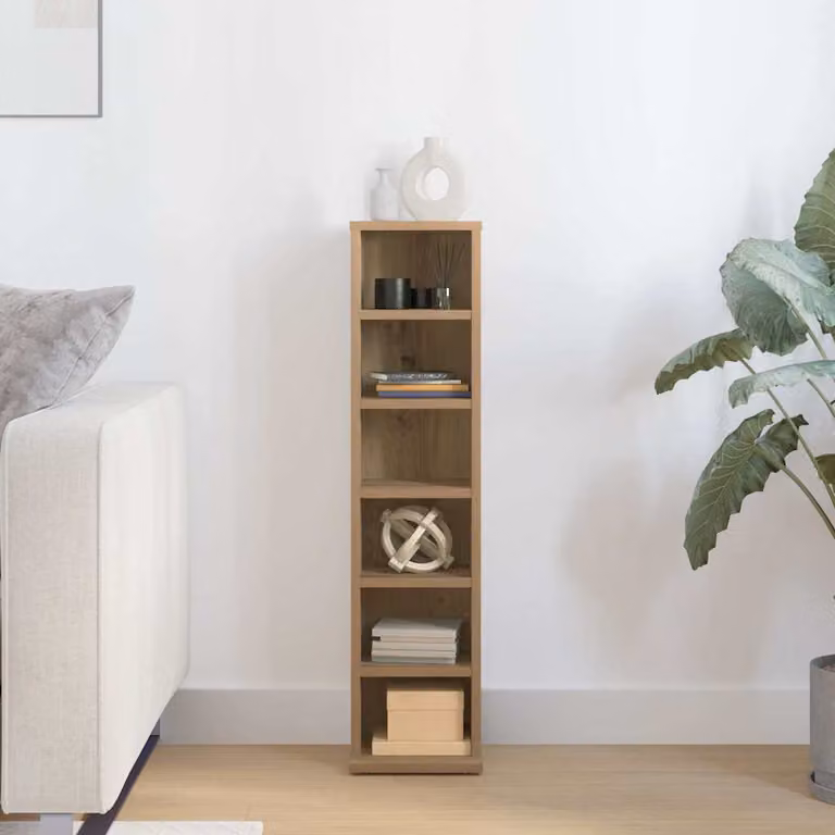 vidaXL Porta CD in Legno Multistrato Marrone con Pannello Posteriore L/P/H: 21 x 20 x 88 cm