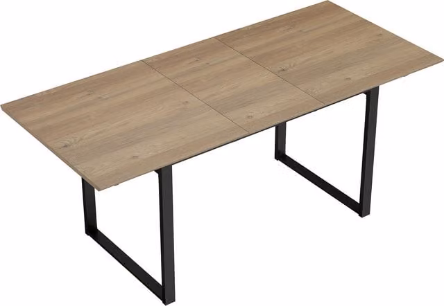 Tavolo da pranzo industriale HOMCOM estensibile con ribalta, in legno e metallo, colore marrone, L: 180 cm, P: 80 cm, H: 75 cm
