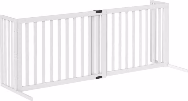 Cancellino estensibile autoportante in legno per cani di taglia media e piccola PawHut Aosom, Bianco, L: 102-183 cm, P: 57 cm, H: 70 cm