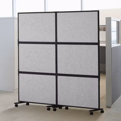 Set di 2 divisori acustici VEVOR per ufficio e home office in poliestere e acciaio, pareti divisorie grigio chiaro per la riduzione del rumore e delle distrazioni visive, H x L: 93 x 171 cm