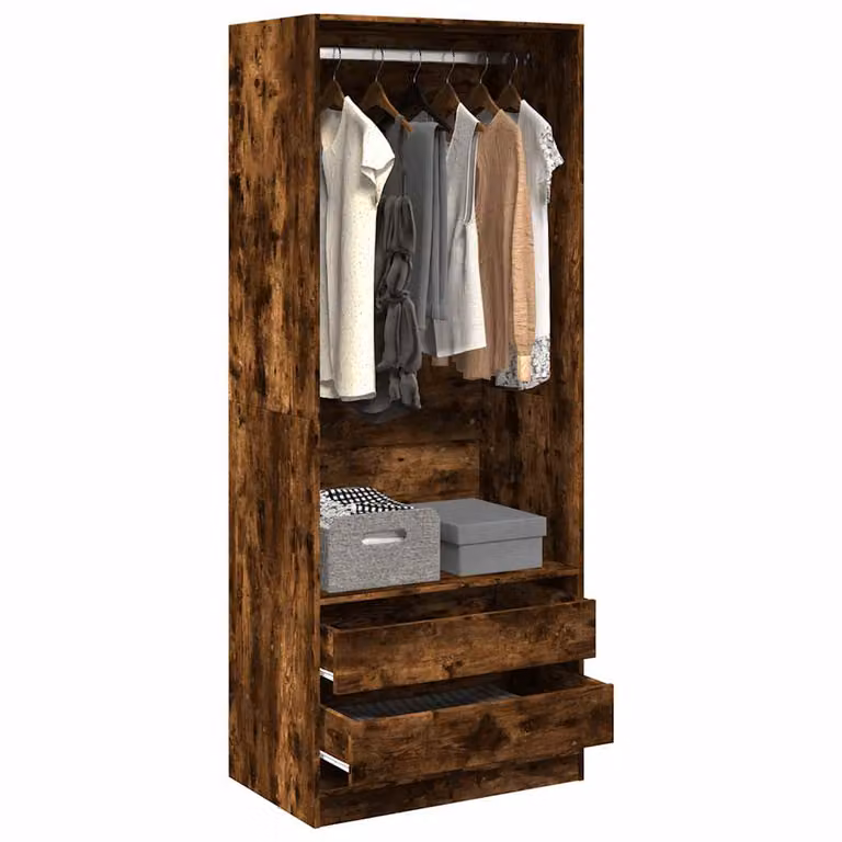 Armadio vidaXL in legno e MDF marrone con cassetti interni e appendiabiti L: 80 cm, P: 50 cm, H: 200 cm