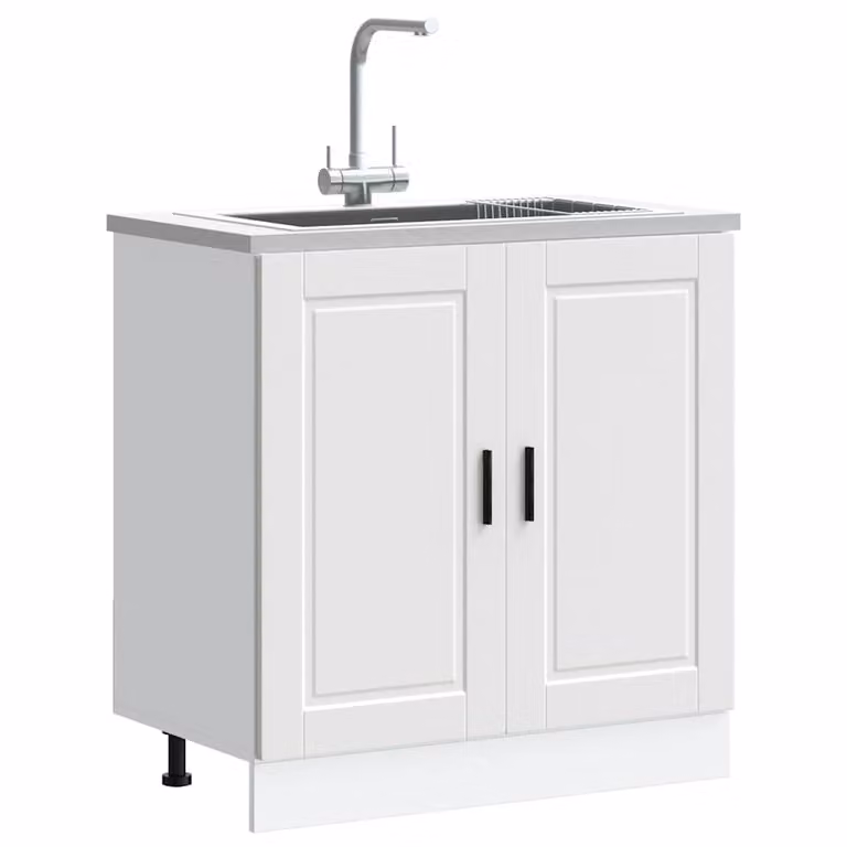 Base lavello mobile vidaXL Bianco, design moderno in legno multistrato e MDF, L 80 cm x P 46 cm x H 81,5 cm