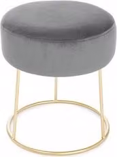 Pouf cilindrico CLARISSA Bizzotto in velluto grigio e oro con base in metallo