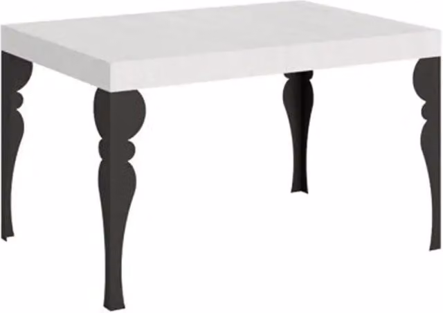 Tavolo allungabile moderno Itamoby rettangolare in finitura bianco frassino con gambe antracite L: 130-390 cm, P: 90 cm