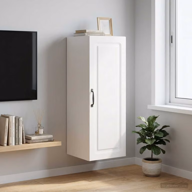 vidaXL Mobiletto a muro in legno ingegnerizzato bianco con ripiani regolabili L/P/H: 33 x 34,5 x 90 cm