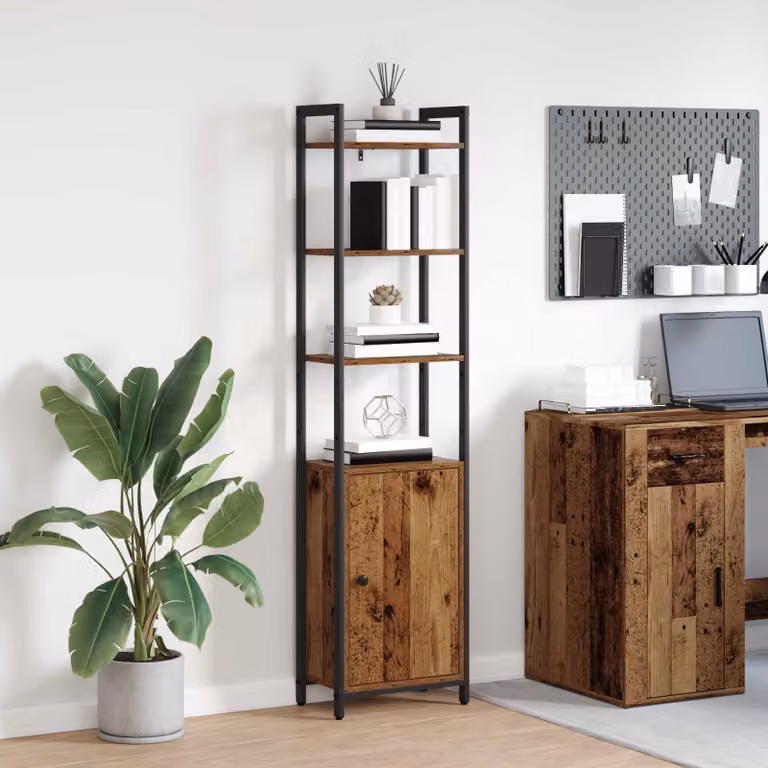vidaXL Armadio per Libri in Stile Industrial con 6 Livelli, Colore Marrone, L/P/H: 40 x 24 x 161 cm