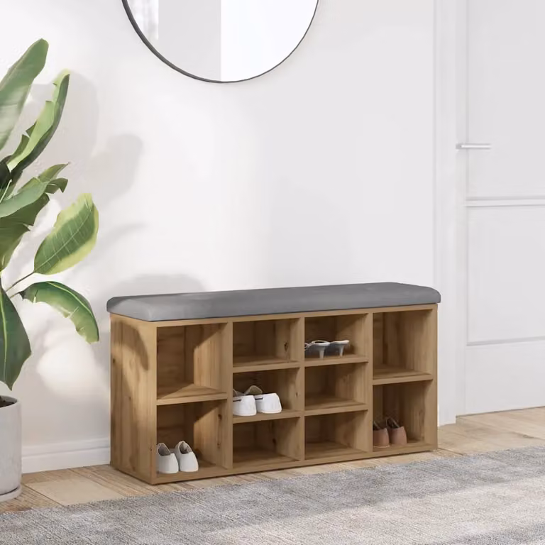vidaXL Panca Porta Scarpe Moderna in Rovere con Seduta in Tessuto, L/P/H: 102 x 32 x 50 cm