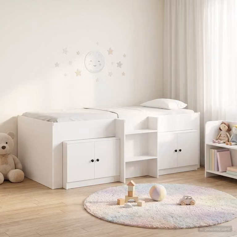vidaXL Struttura Letto Loft con Scala e Mobile con Archiviazione, Bianco, L/P/H: 190 x 90 x 193 cm