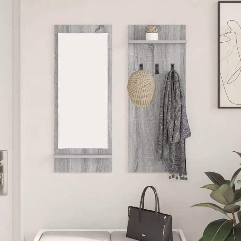 Appendiabiti a muro vidaXL Grigio Sonoma L: 70 cm, P: 10 cm, H: 90 cm