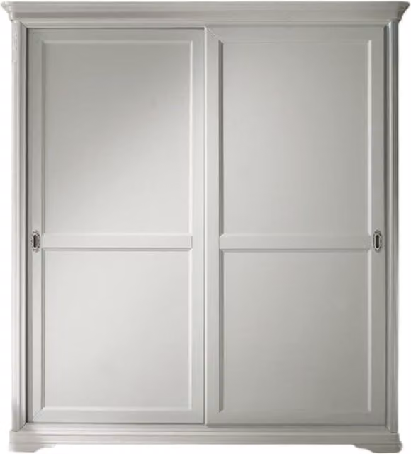 Armadio shabby chic Mobili 2G in legno massello bianco con 2 ante scorrevoli L: 200 cm, P: 67 cm, H: 220 cm
