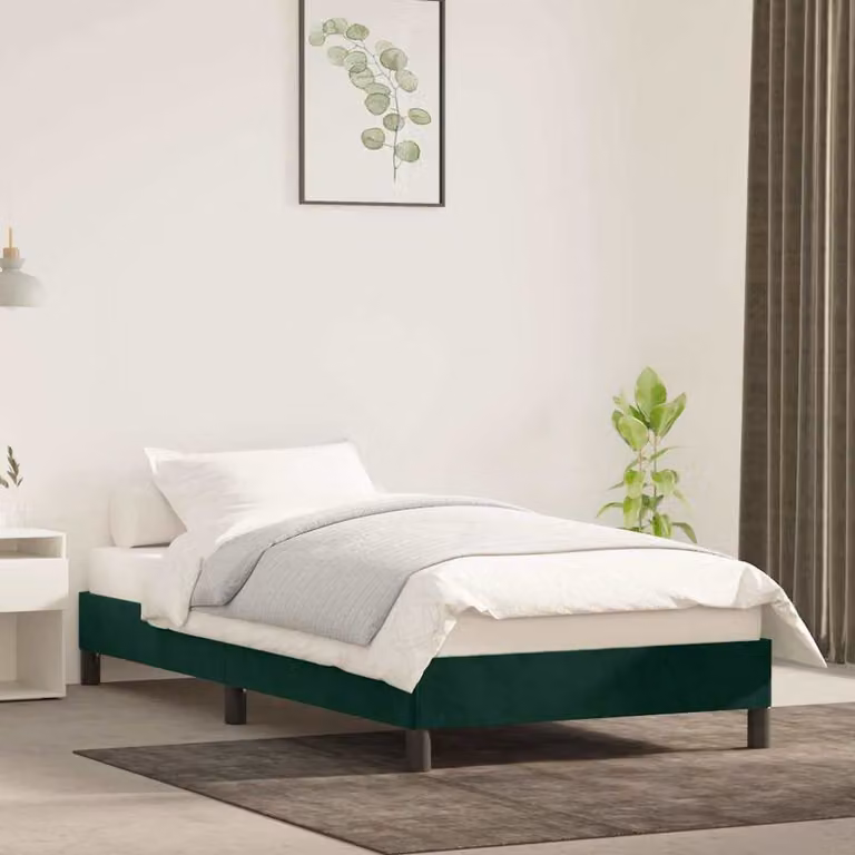 vidaXL Giroletto in Velluto Verde Scuro con Doghe in Legno L/P/H: 90 x 200 x 25 cm