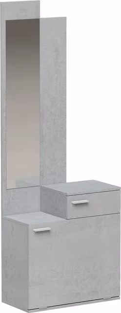 Set ingresso HOMCOM con scarpiera ribaltabile, guardaroba con specchio e cassetto, grigio
