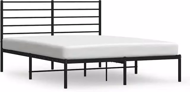 Letto matrimoniale DESIGN IN con testiera in metallo nero opaco L/P/H: 166 x 160 x 90 cm