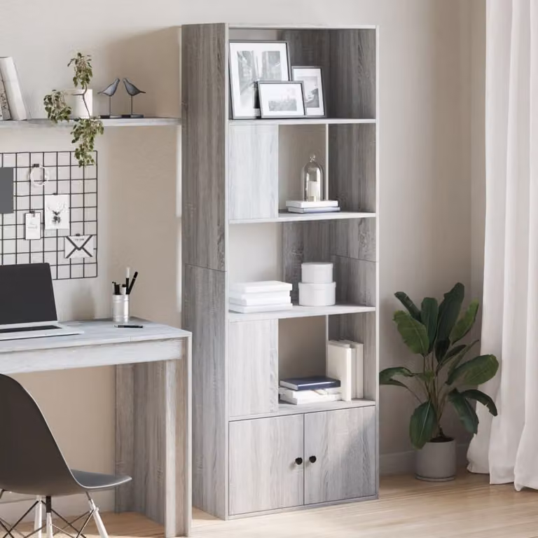 Libreria moderna vidaXL in legno e MDF Grigio, L 70 cm x P 36 cm x H 189 cm