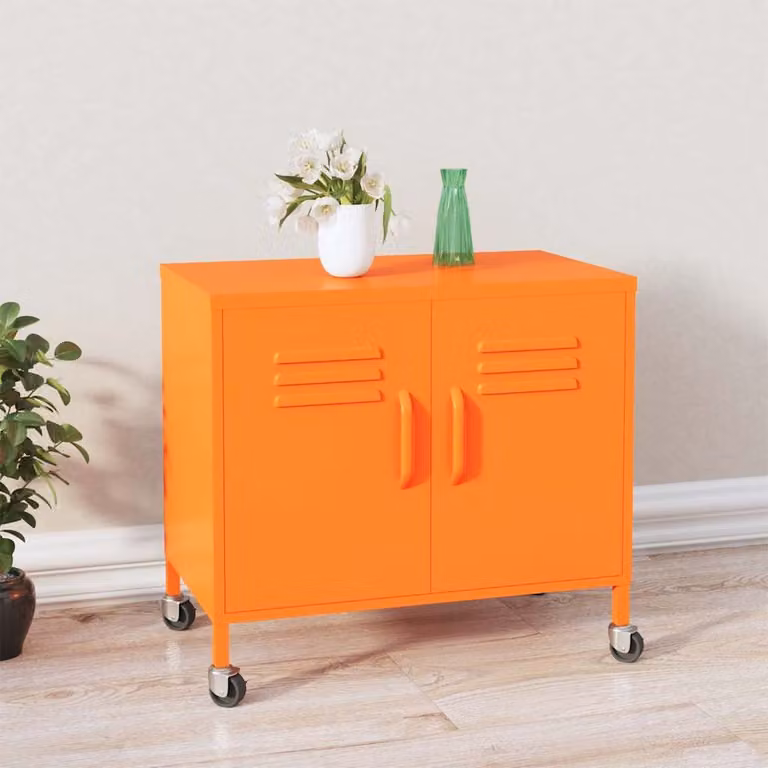 Armadietto in acciaio vidaXL arancione con ripiani interni e ante a battente L: 60 cm, P: 35 cm, H: 56 cm
