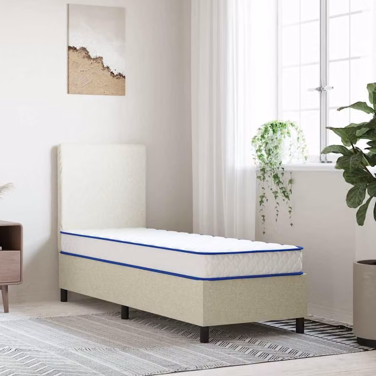 vidaXL Materasso in schiuma viscoelastica Bianco e Blu L/P/H: 70 x 200 x 17 cm