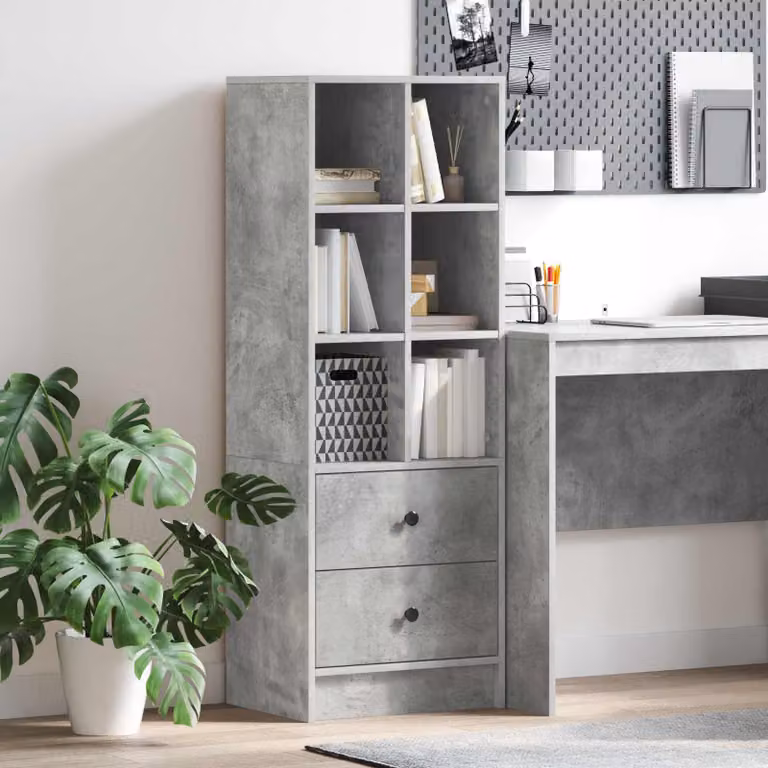 Credenza con cassetto vidaXL Grigio cemento L 45,5 cm x P 34 cm x H 127 cm