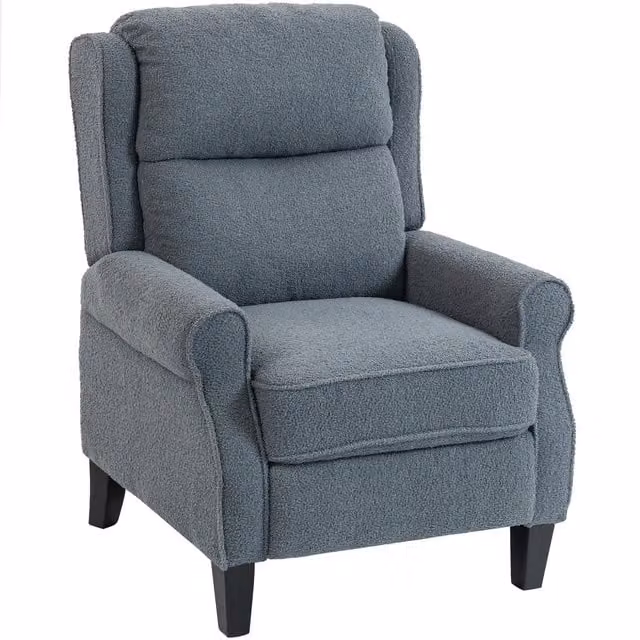 Poltrona relax reclinabile HOMCOM con poggiapiedi in tessuto effetto peluche, Grigio