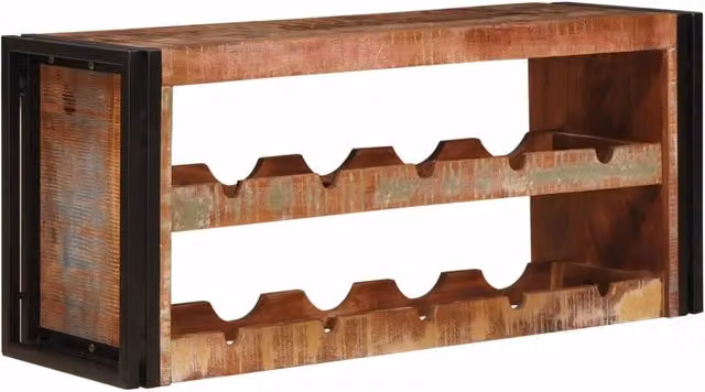 Portabottiglie in legno massello riciclato e metallo stile industrial marrone L/P/H: 100 x 45 x 33 cm