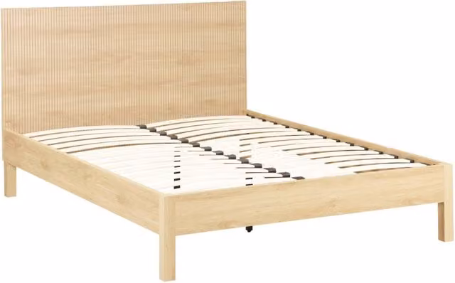 Letto Sweeek con rete a doghe e testiera in legno marrone stile vintage L/P: 140 x 190 cm