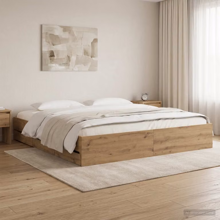 vidaXL Letto moderno con contenitore e cassetti in legno color marrone L/P/H: 183 x 180 x 203 cm
